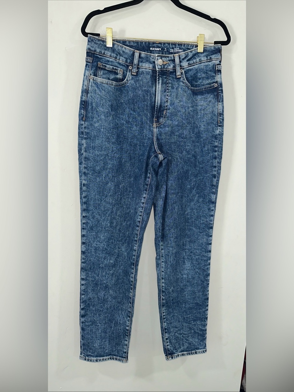Old Navy High-Rise Blue Acid Wash Jeans O.G Straight secret-smooth pockets 8Tall